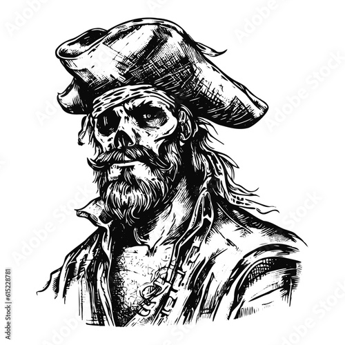 skeleton pirate vector sketch