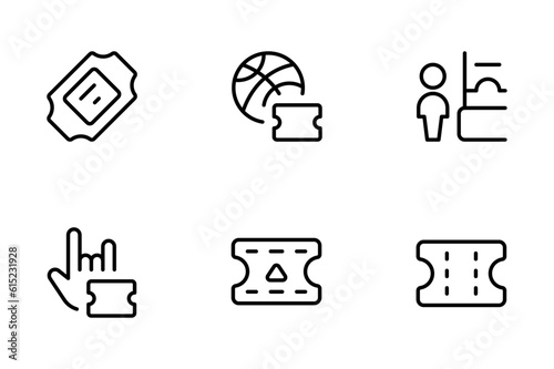 Ticket icon, vector set design with Editable Stroke. Line, Solid, Flat Line, thin style and Suitable for Web Page, Mobile App, UI, UX design.