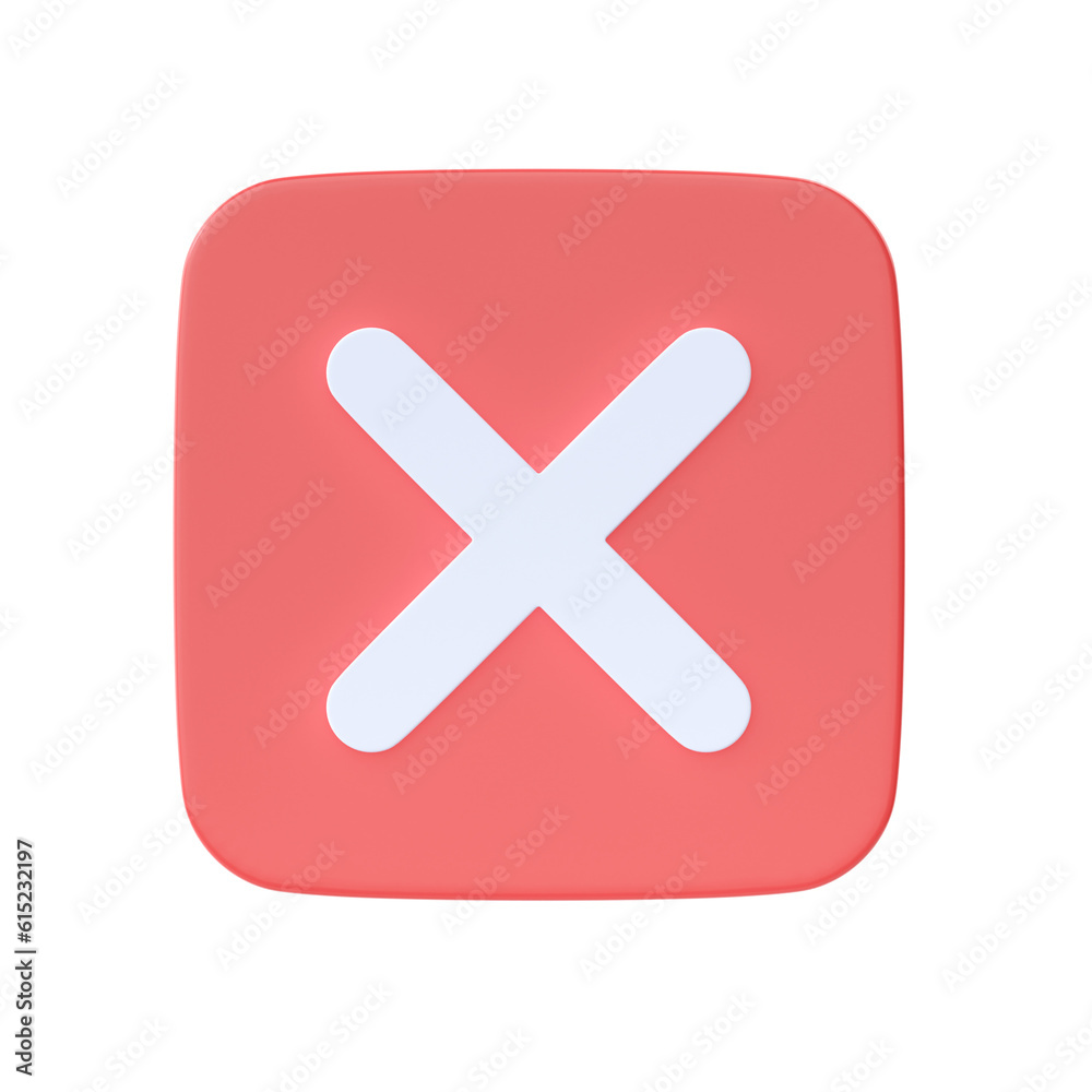 Check 3d render icon - checklist symbol, fail button and wrong red illustration. Negative checkmark Check 3d render icon - checklist symbol, fail button and wrong red illustration. Negative checkmark