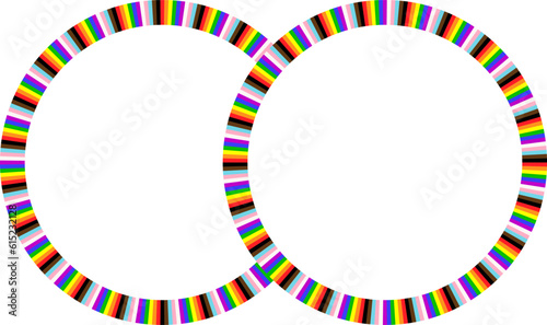 LGBTQ+ Pride Flag Frame. circle Frame Border with LGBTQ+ Pride Rainbow Flag Pattern