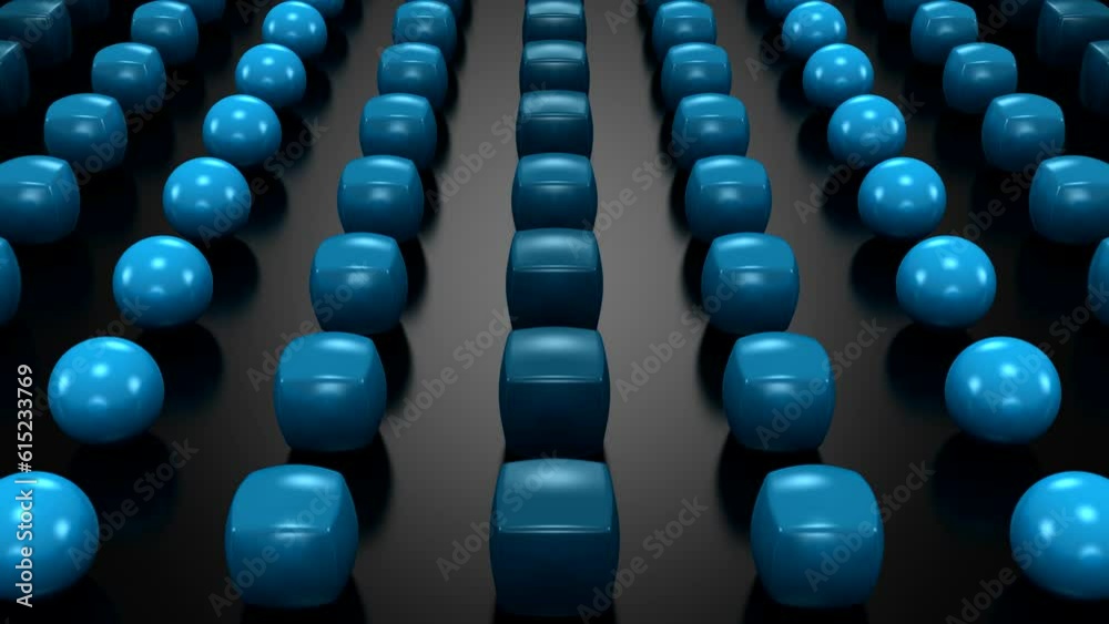 Cubes Transform Into Spheres and Form a Wave. Abstract motion, 2 in 1, 3d rendering, 4k resolution
Cubes Transform Into Spheres and Form a Wave. Abstract motion, 2 in 1, 3d rendering, 4k resolution