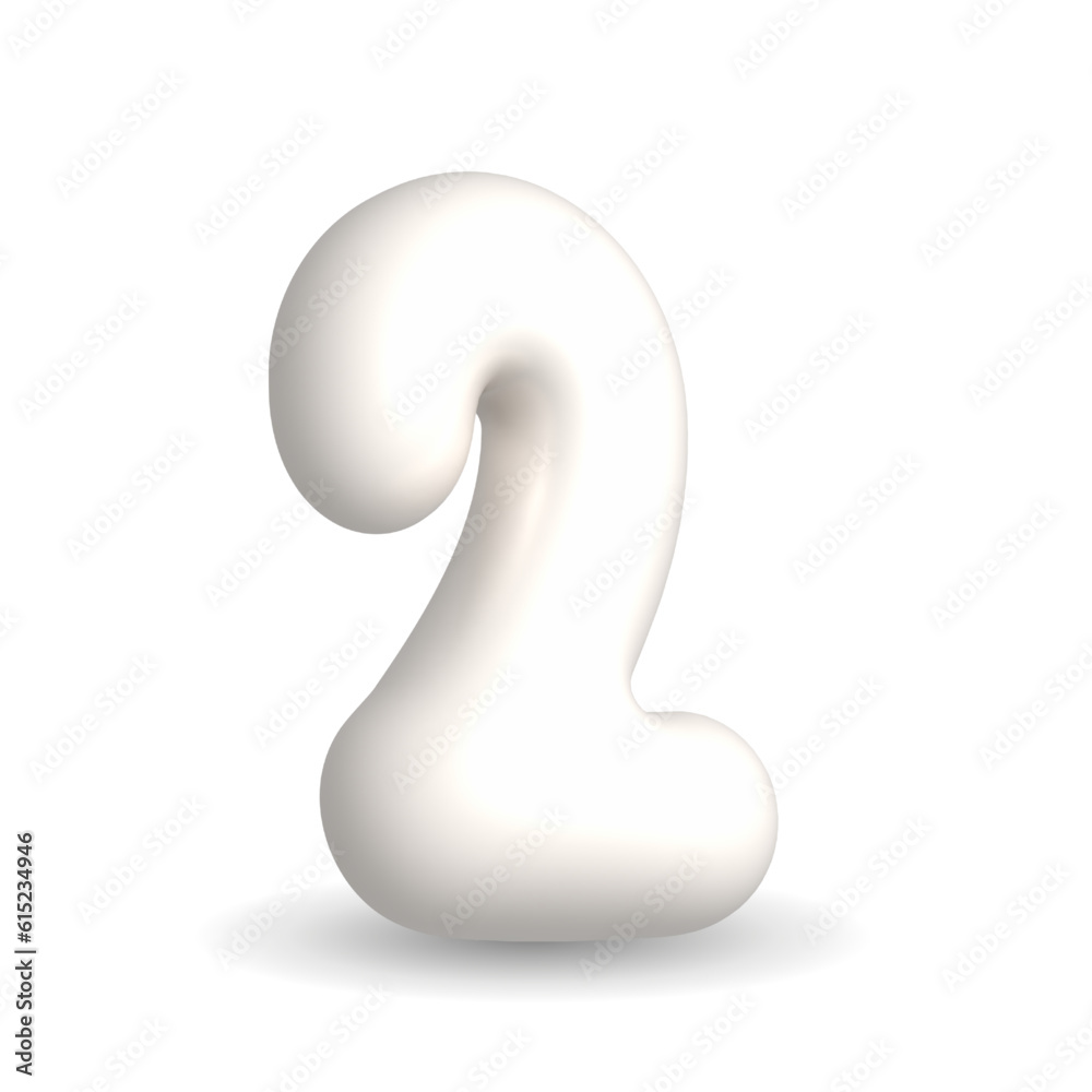 Colorful, glossy and lustrous white balloon number two. 3d realistic illustration isolated on white background. For events, party, sales. Colorful, glossy and lustrous white balloon number two. 3d realistic illustration isolated on white background. For events, party, sales.