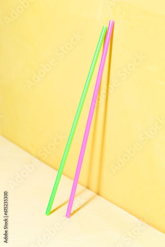 Bright green and pink plast...