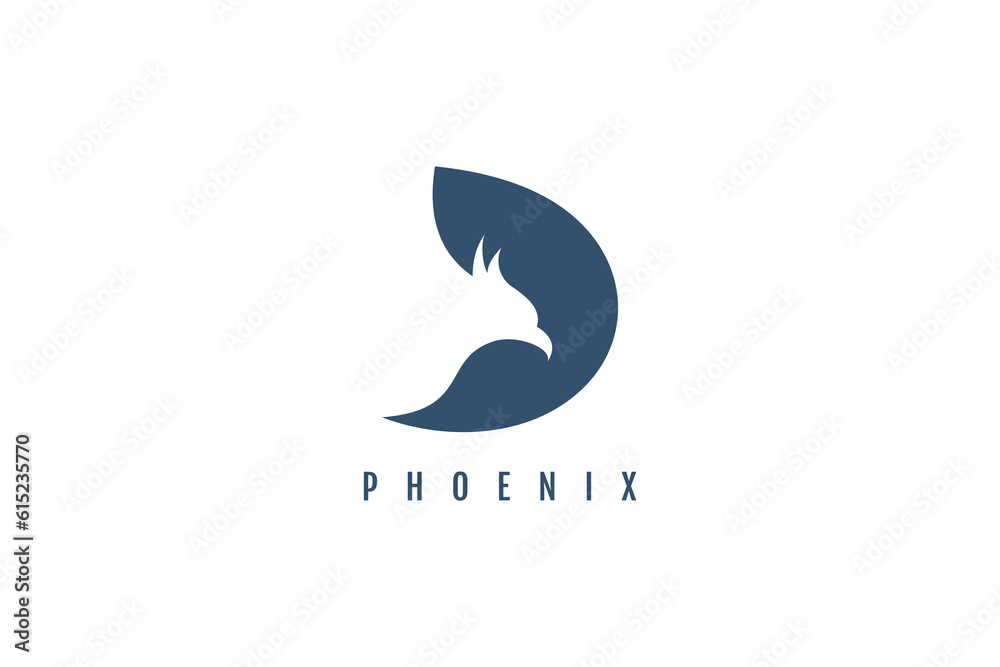 Phoenix logo design vector with letter D concept Phoenix logo design vector with letter D concept