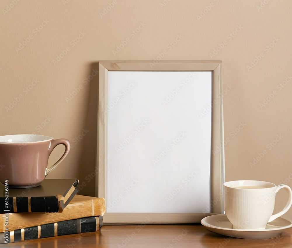cup of coffee on table with white background