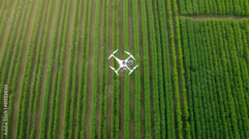 A modern farmer with a dron...