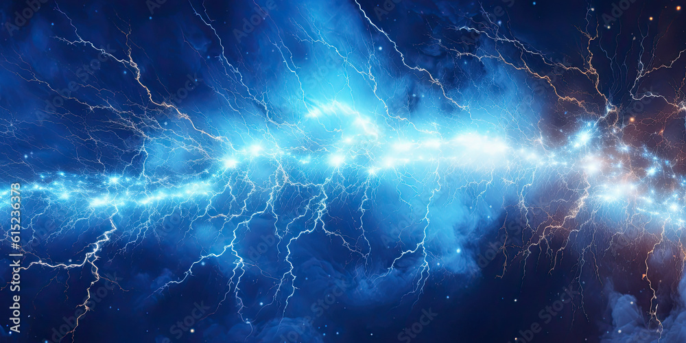 Blue electric lightning background. Generative AI Blue electric lightning background. Generative AI