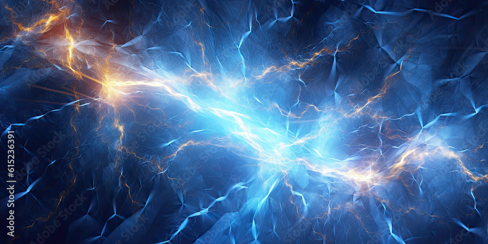 Fototapeta premium Blue electric lightning background. Generative AI
