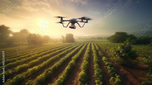 A modern farmer with a dron...