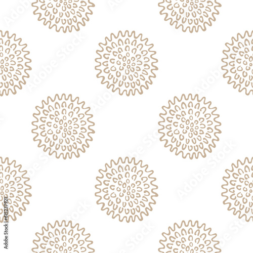 Background with a ball with spikes, toy massager for a pet. Seamless pattern with studded ball for dogs and cats. Vector illustration.