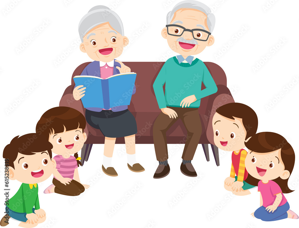 cute family sitting on sofa reading a book together cute family sitting on sofa reading a book together