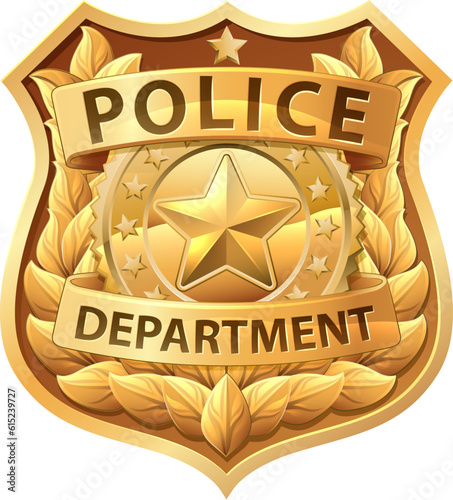 A police badge shield star sheriff cop crest emblem or symbol motif