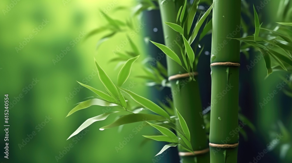 Fototapeta premium Green bamboo background. Generative AI