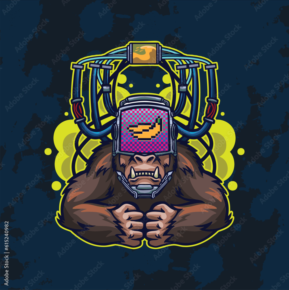 gorilla mascot logo design with modern illustration concept style for streetwear, emblem and t-shirt printing.