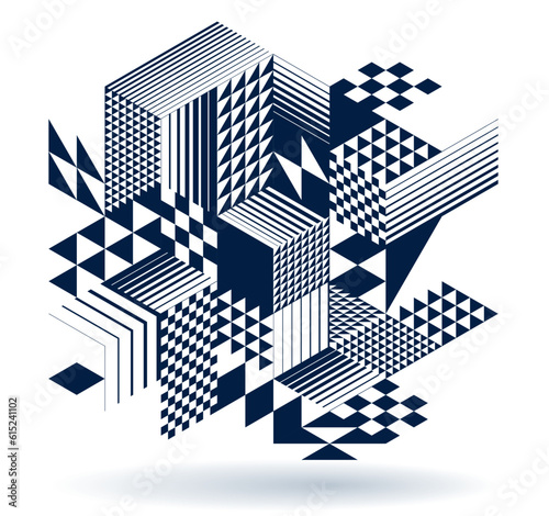 Isometric 3D cubes vector abstract background, geometric abstraction art modern architecture city buildings theme, cubic shapes and forms composition lowpoly style.