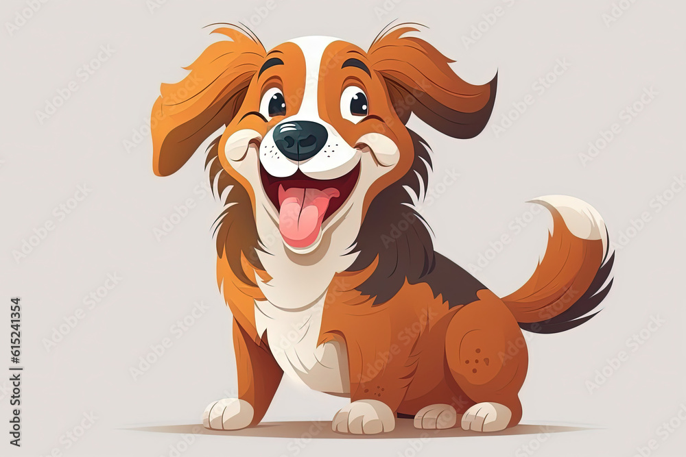 Happy Dog on a Light Background cutout isolated Cartoon Sticker Style Illustration Happy Dog on a Light Background cutout isolated Cartoon Sticker Style Illustration
