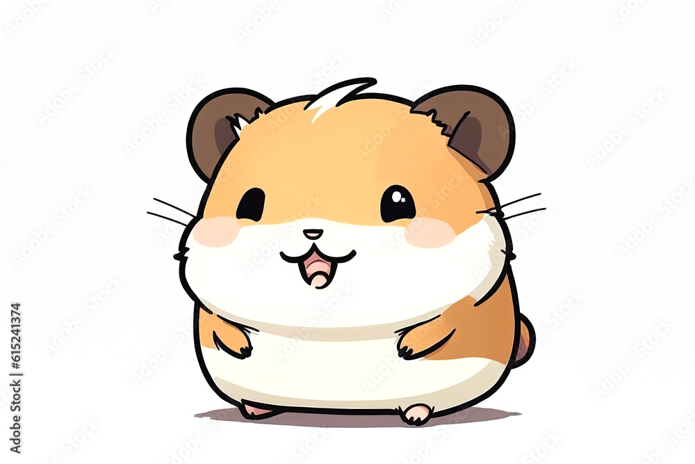 Happy Hamster on a White Background cutout isolated Cartoon Sticker Style Illustration Happy Hamster on a White Background cutout isolated Cartoon Sticker Style Illustration