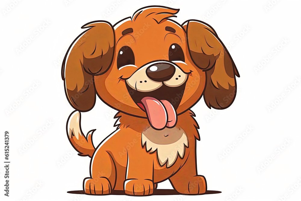 Obraz premium Happy Dog on a White Background cutout isolated Cartoon Sticker Style Illustration