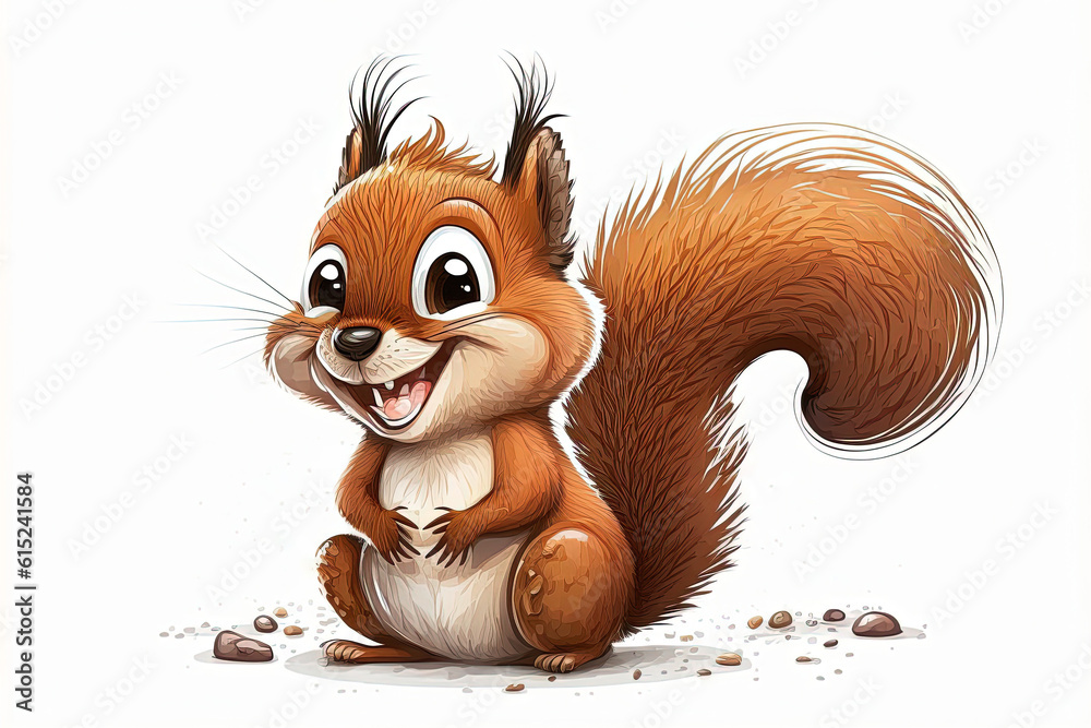 Happy Squirrel on a White Background cutout isolated Cartoon Sticker Style Illustration Happy Squirrel on a White Background cutout isolated Cartoon Sticker Style Illustration