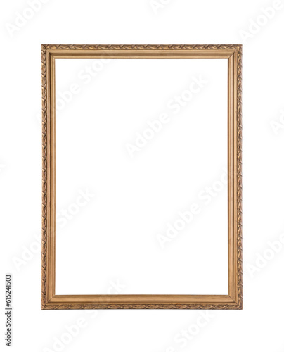 Old wooden picture frame isolated on white background with clipping path