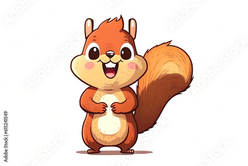 Happy Squirrel on a White Background cutout isolated Cartoon Sticker Style Illustration