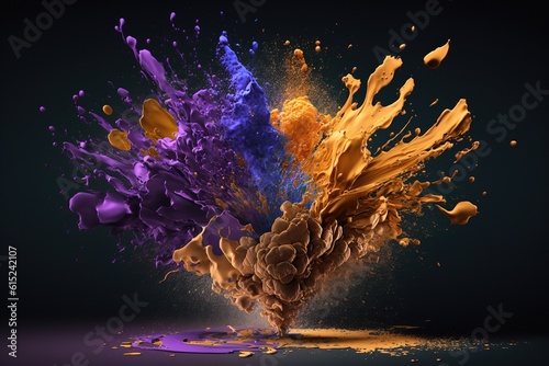 colorful color paint powder explosion on isolated studio background. Generation AI