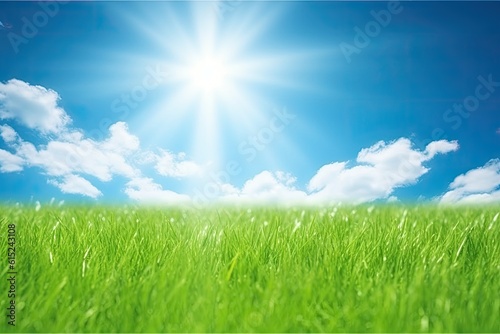 serene green field under a clear blue sky