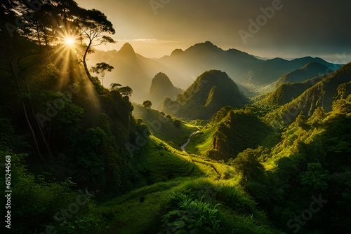 sunrise in the mountains generated by AI technology  © zaroosh