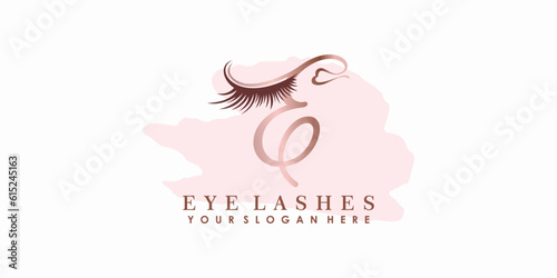 eye lash beauty logo design with letter concept