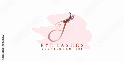 eye lash beauty logo design with letter concept