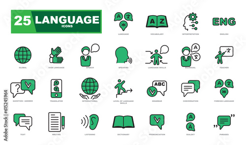 Languages ​​icons. Set includes language icons, translations, language learning and more. Perfect for a website.