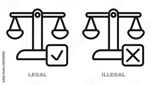 Legal-illegal icons set.