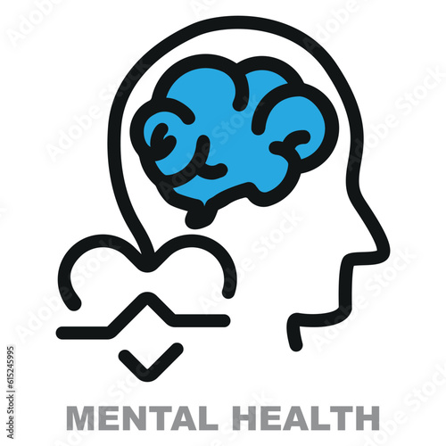 Mental Health Line Icon. Mental health most important.
