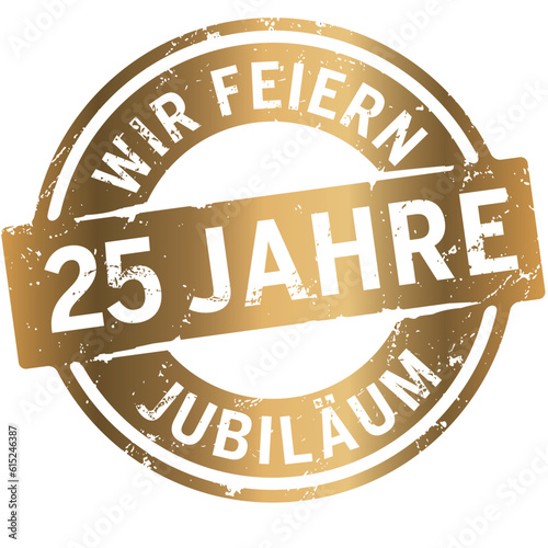 Button Wir feiern 25 Jahre Gold zerkratzt
