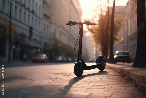 E-Scooter parking in the middle of street. 
