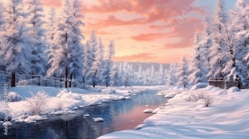 Beautiful christmas winter landscape digital art