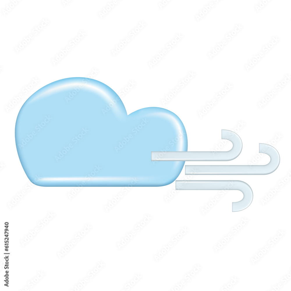 Realistic 3d design of weather forecast elements, icon symbol, meteorology. Decorative cute 3d blue cloud and wind. Cartoon abstract vector illustration isolated on a white background Realistic 3d design of weather forecast elements, icon symbol, meteorology. Decorative cute 3d blue cloud and wind. Cartoon abstract vector illustration isolated on a white background