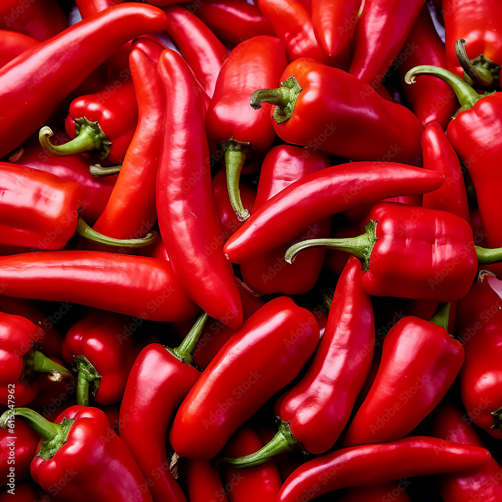 Peppers paprika on the table. Generative Ai