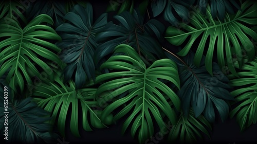 Detailed tropical leaves on a dark backround