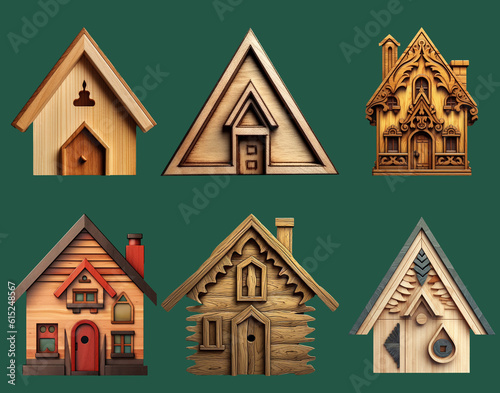 wooden house logo made of wood, illustration of a house