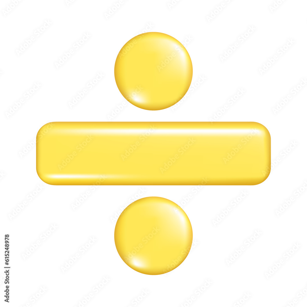 Realistic 3d yellow division sign. Decorative divide 3d element ...