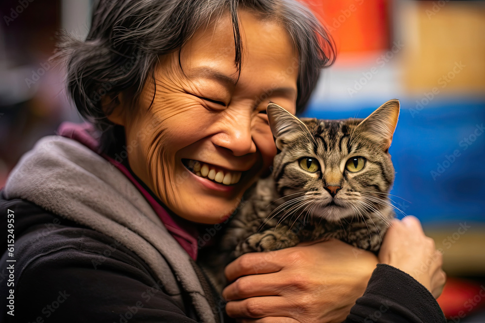 Radiant Smiles: A Heartwarming Encounter at the Animal Shelter. Generative AI
