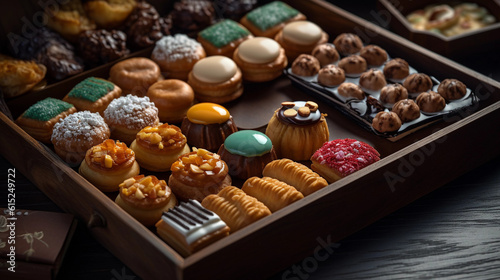 A tray of delectable bite-sized pastries, including mini tarts, eclairs, and cream puffs © Milan