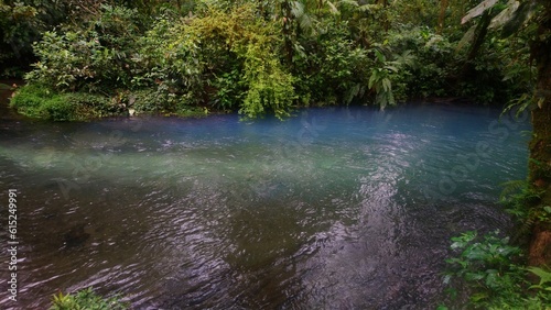 Changing blue river in the middle of the rain forest in costa rica