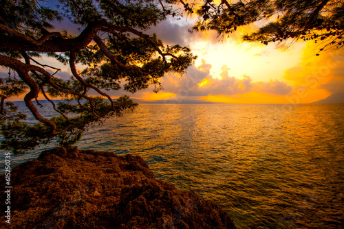 amazing summer view, scenic croatian coast, famous Brela resort, Makarska riviera, Dalmatia, Croatia, Europe