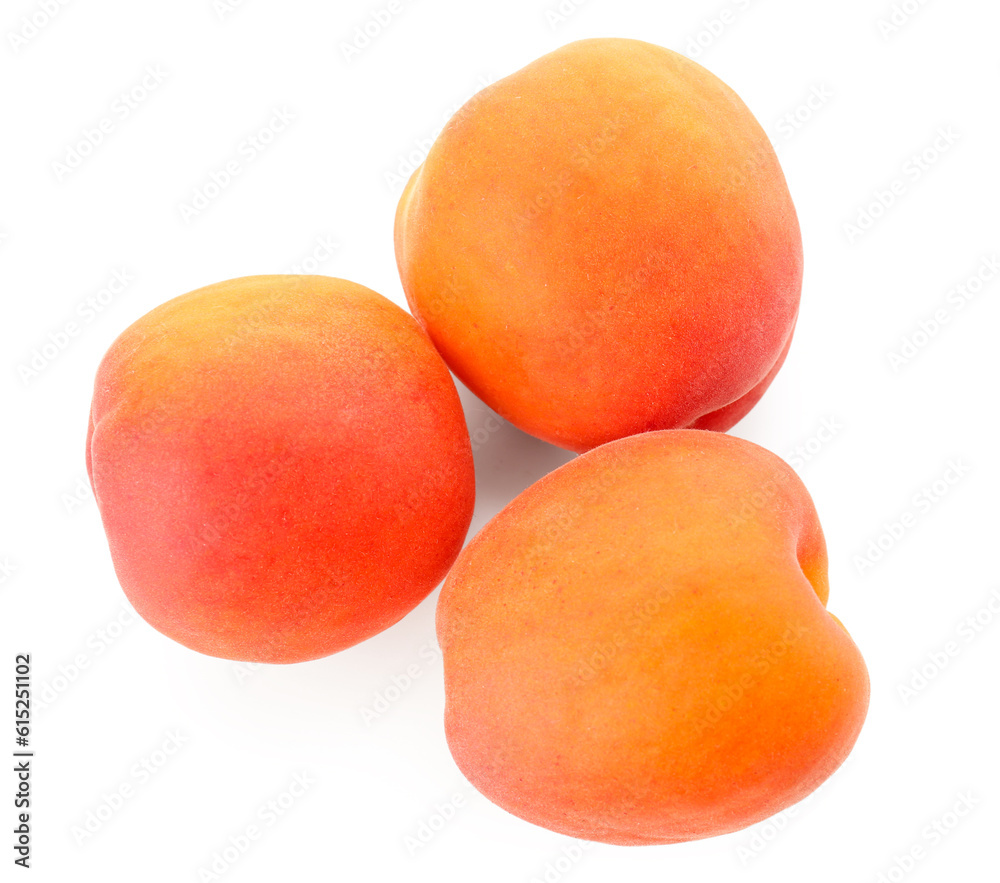 Ripe apricots isolated on white background Ripe apricots isolated on white background