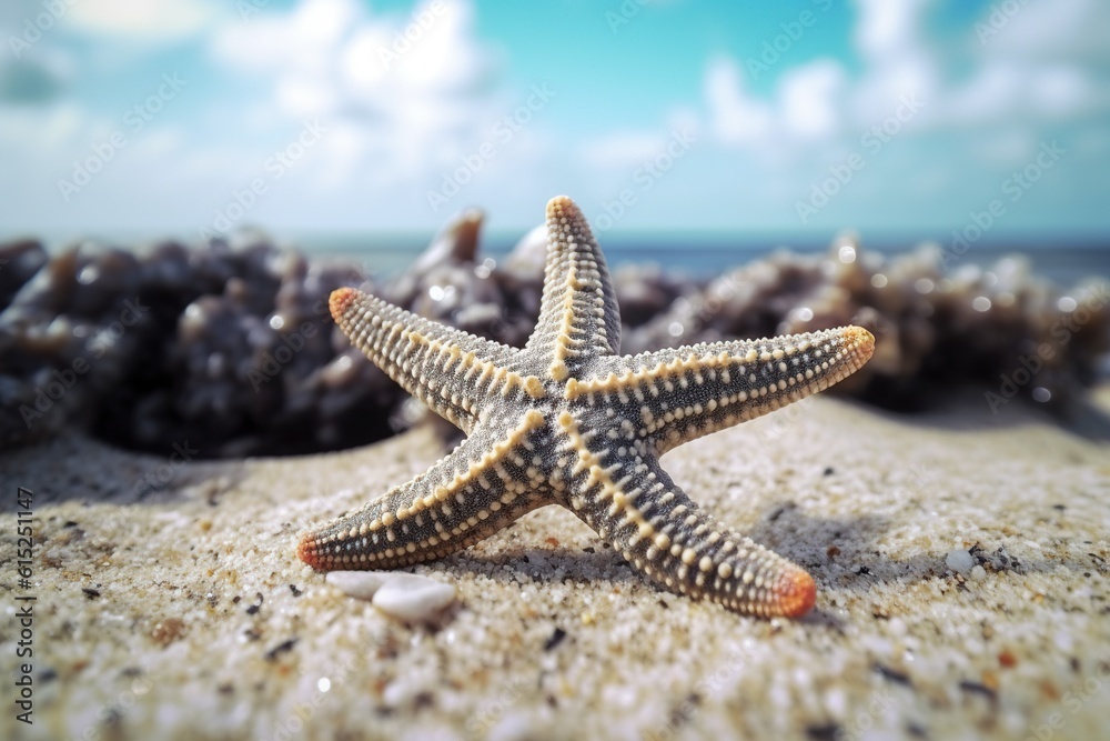 Starfish on the beach, Sunday,Generative ai Starfish on the beach, Sunday,Generative ai