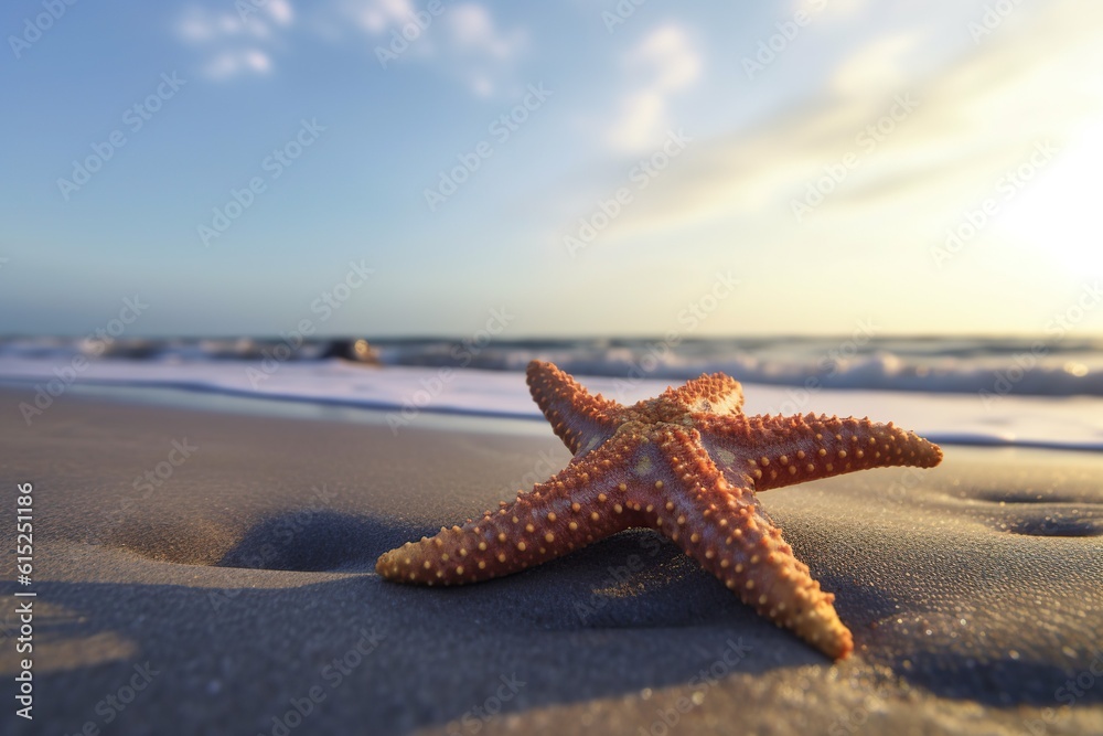 Starfish on the beach, Sunday,Generative ai Starfish on the beach, Sunday,Generative ai