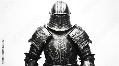 A medieval knight armor isolated on white background made with AI generative technology