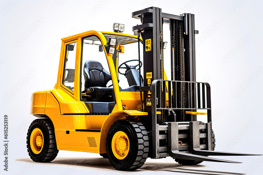 Highlighting the Details of a Yellow Forklift. Generative AI